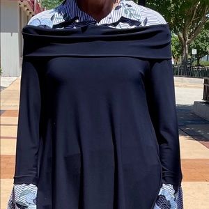 Joseph Ribkoff off the shoulder, swing hem, bell sleeve. Size 10. Embroidered.